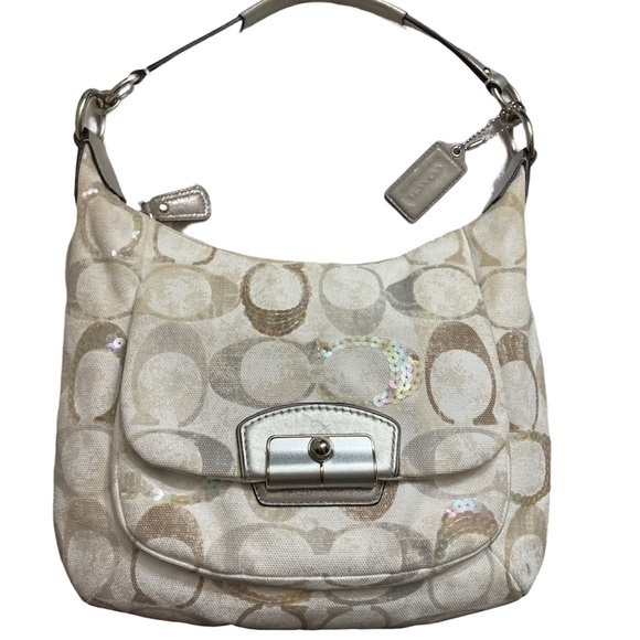 Coach Kristen cream sequined hobo bag - Picture 1 of 13